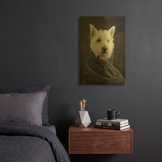 'Portrait of a Westy Dog' By Edward M. Fielding Gold Metal Wall Art