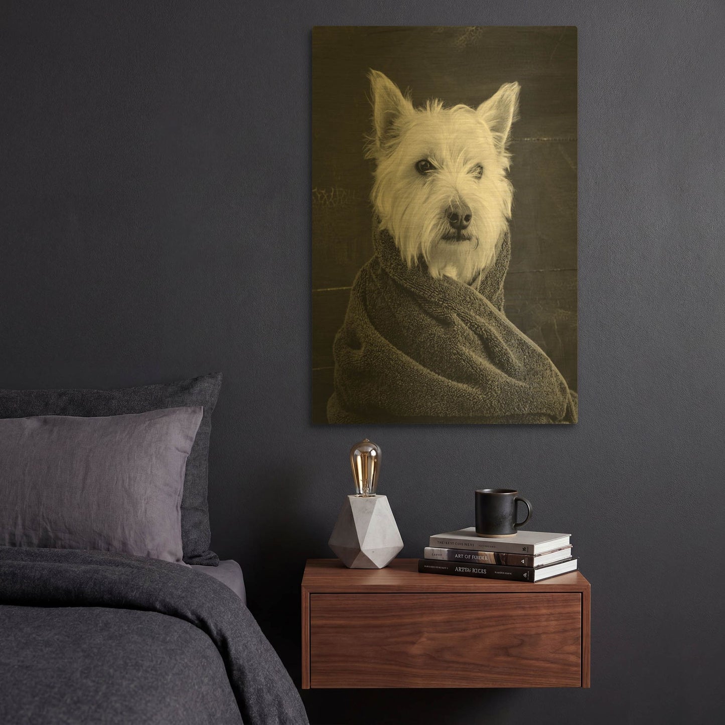 'Portrait of a Westy Dog' By Edward M. Fielding Gold Metal Wall Art