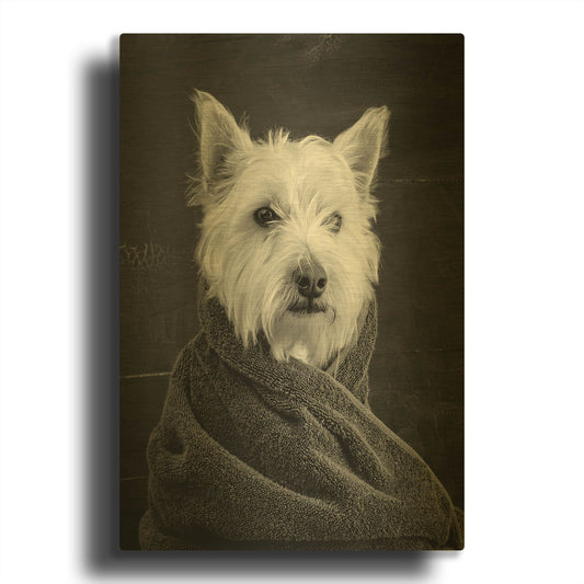 'Portrait of a Westy Dog' By Edward M. Fielding Gold Metal Wall Art