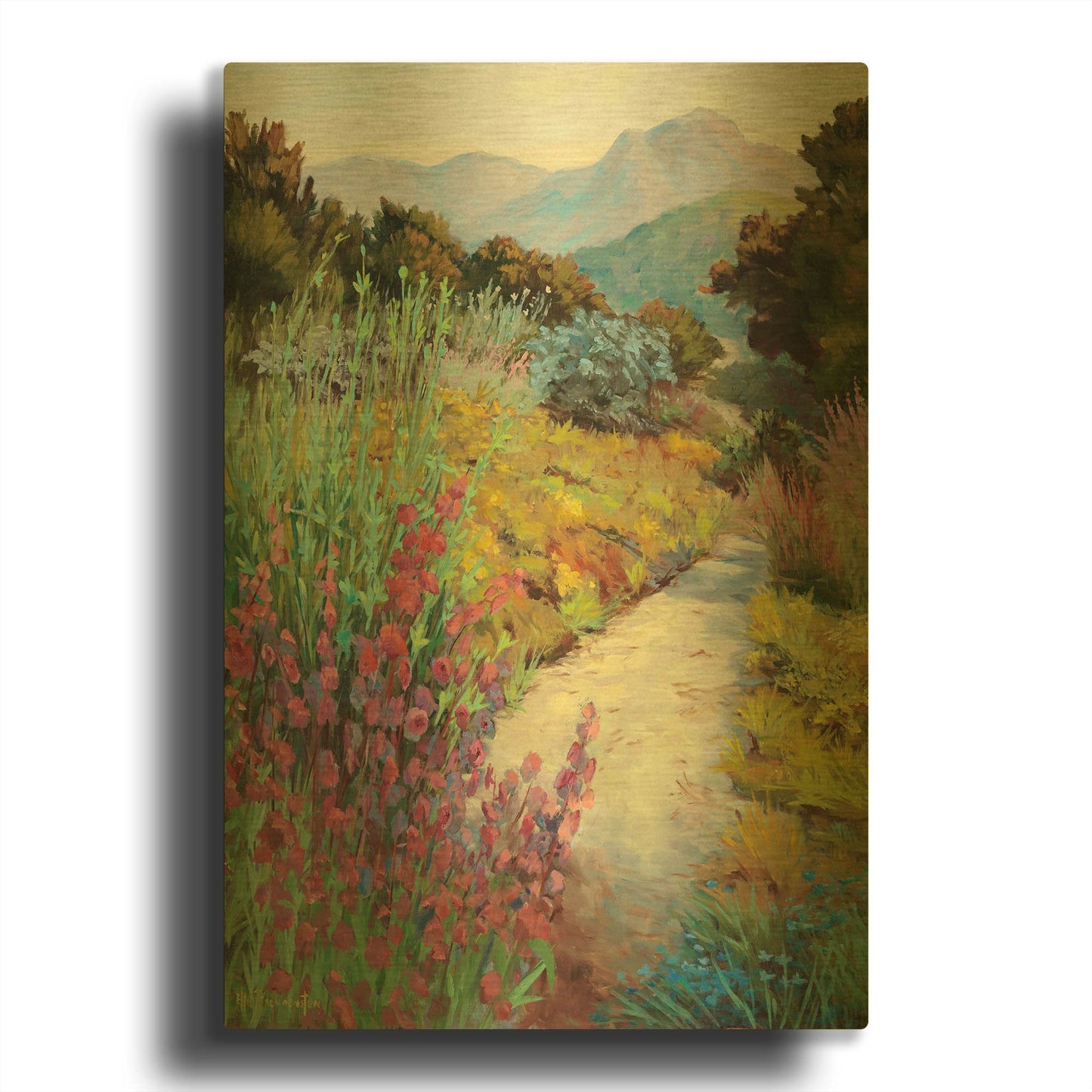 'Garden Path' By Ellie Freudenstein Gold Metal Wall Art