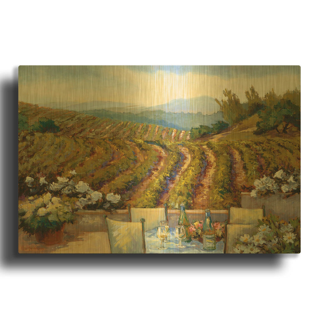'Vineyards to Mount St. Helena' By Ellie Freudenstein Gold Metal Wall Art