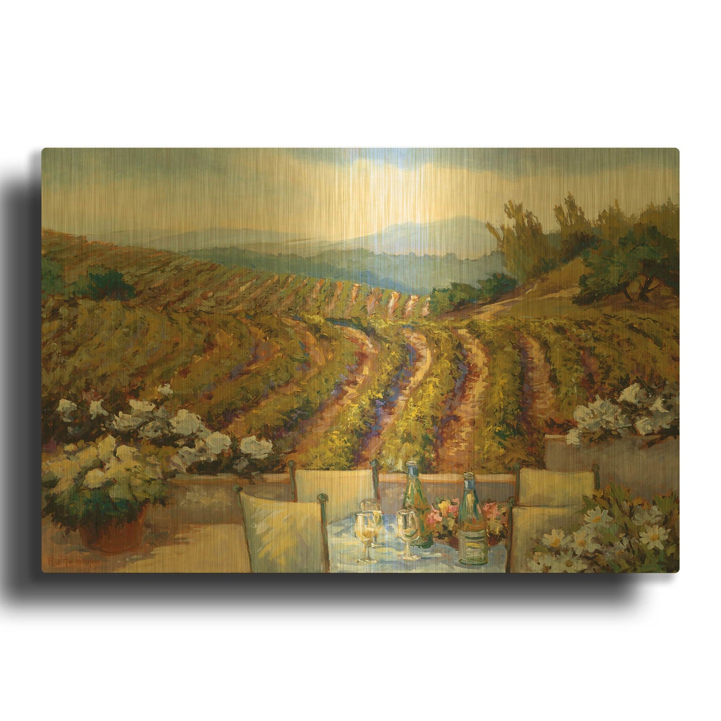'Vineyards to Mount St. Helena' By Ellie Freudenstein Gold Metal Wall Art