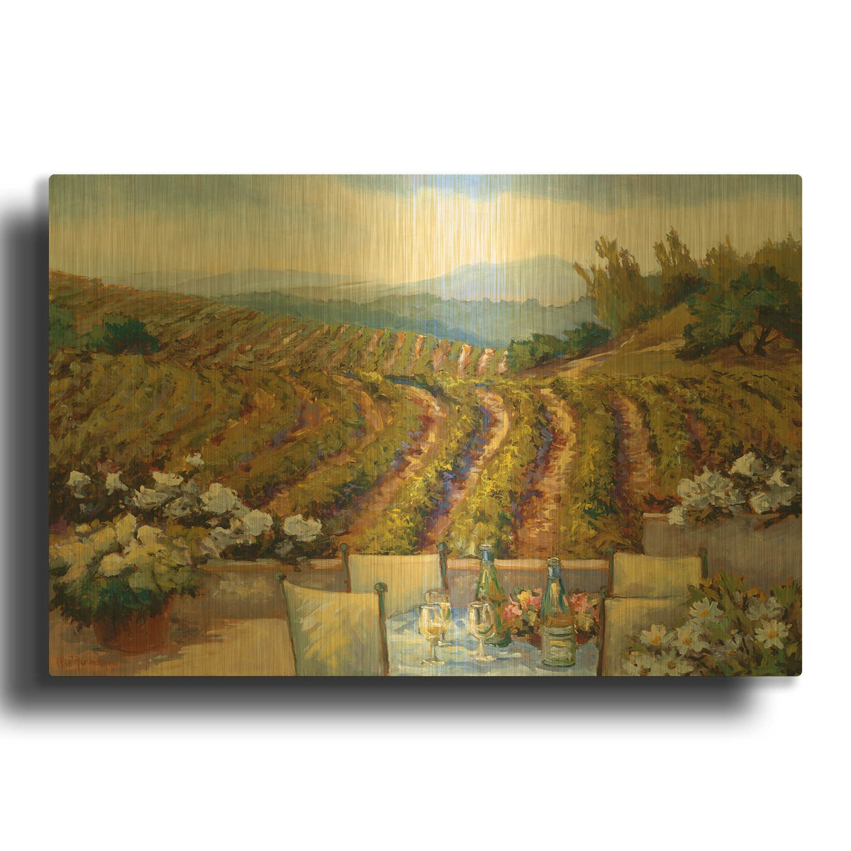 'Vineyards to Mount St. Helena' By Ellie Freudenstein Gold Metal Wall Art