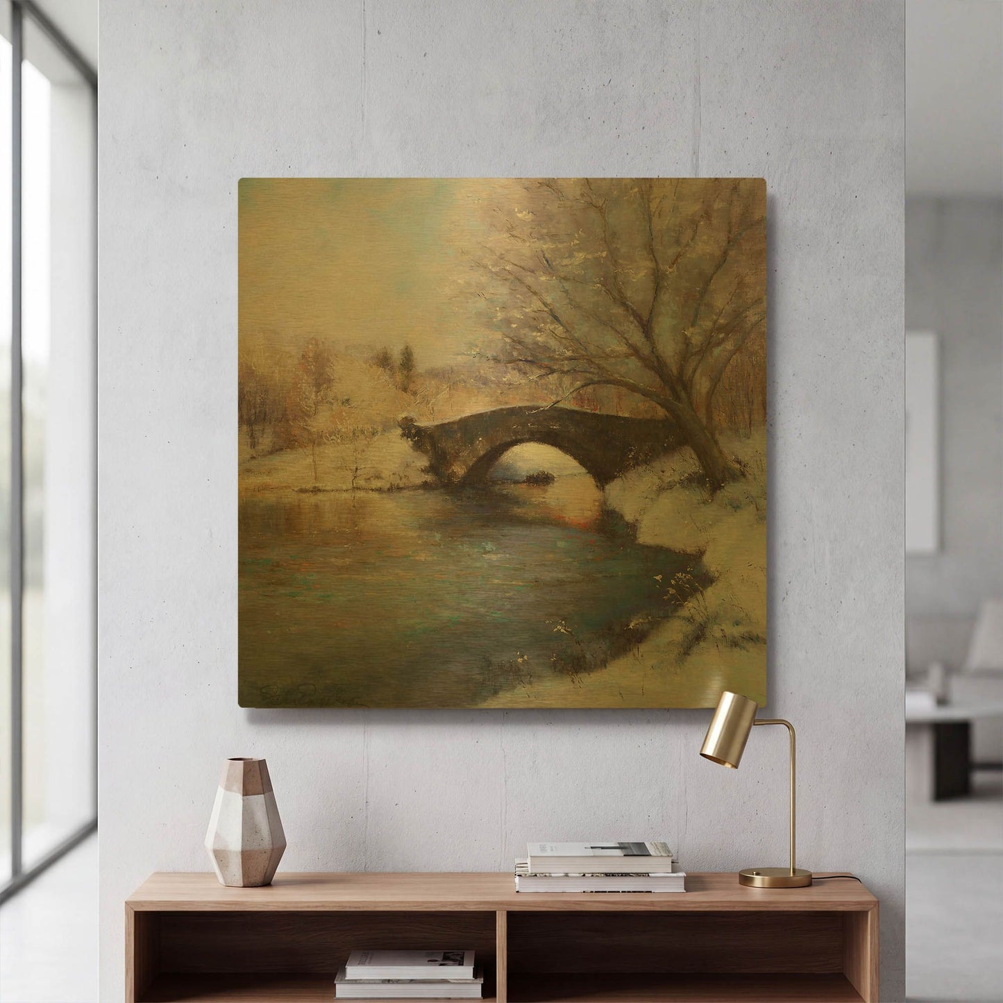 'Central Park Bridge' By Esther Engelman Gold Metal Wall Art