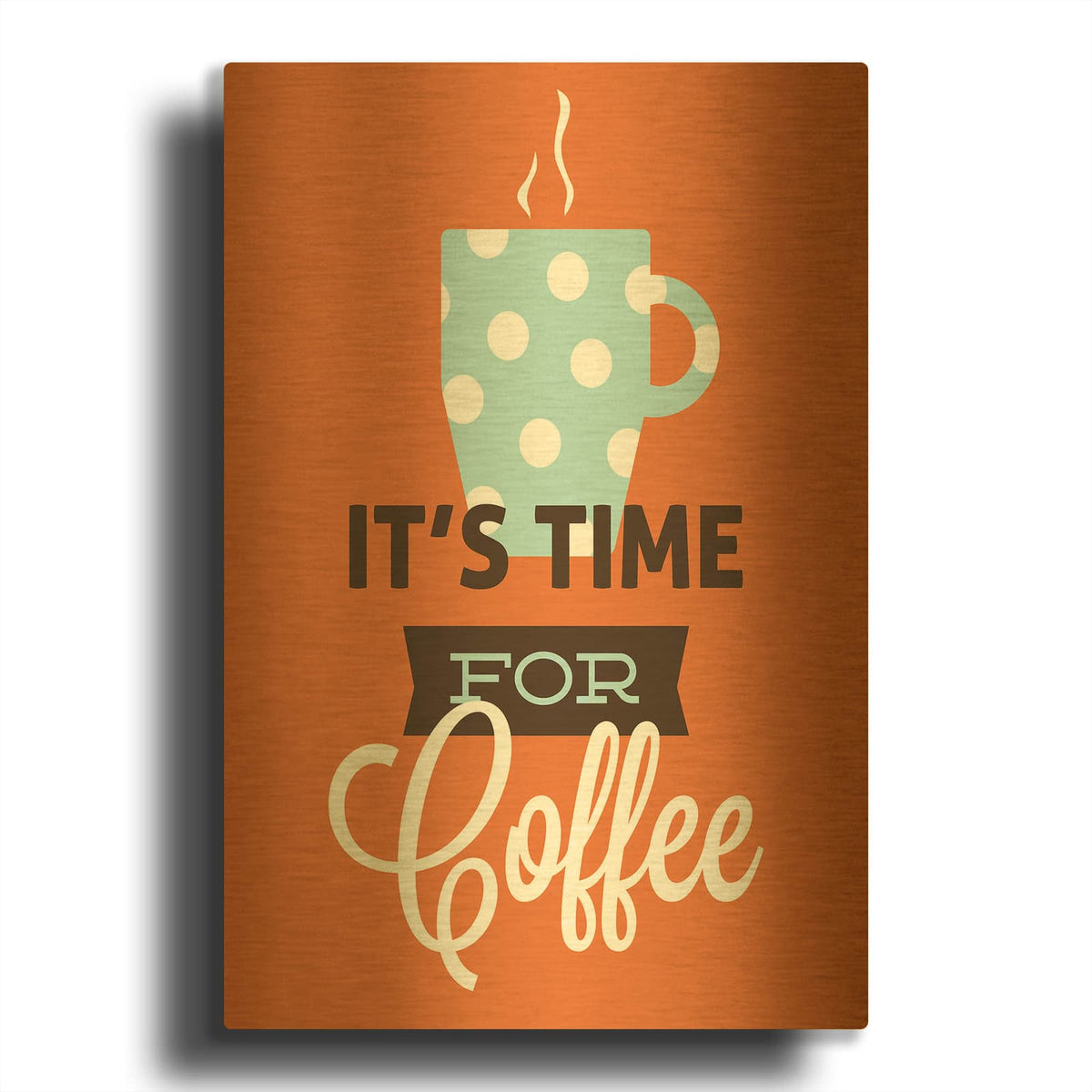 'Coffee Time (Orange)' By Genesis Duncan Gold Metal Wall Art
