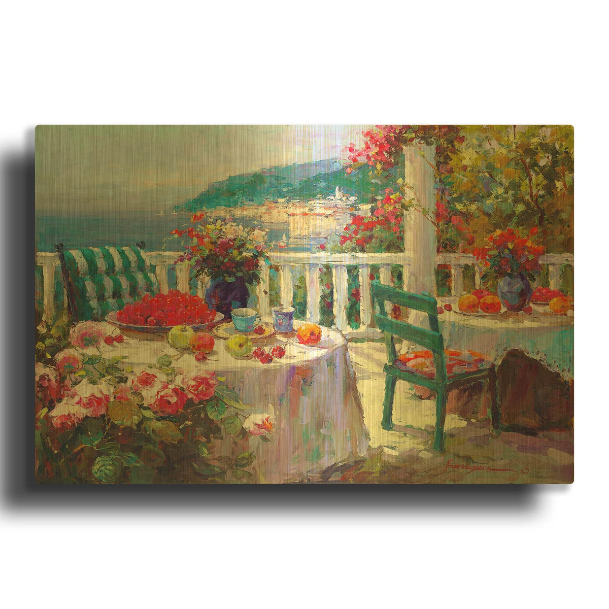 'Terrace Brunch' By Furtesen Gold Metal Wall Art