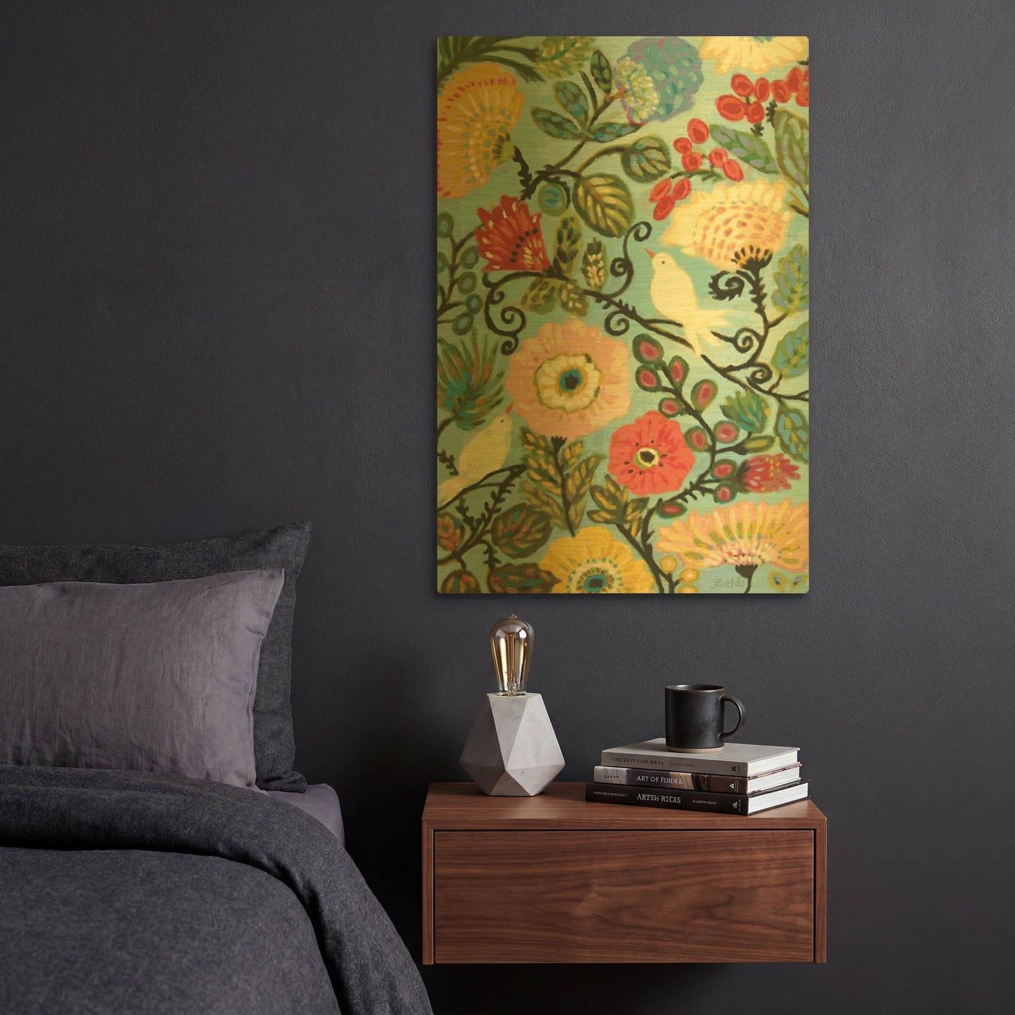 'Sweet Cottage Garden' By Karen Fields Gold Metal Wall Art