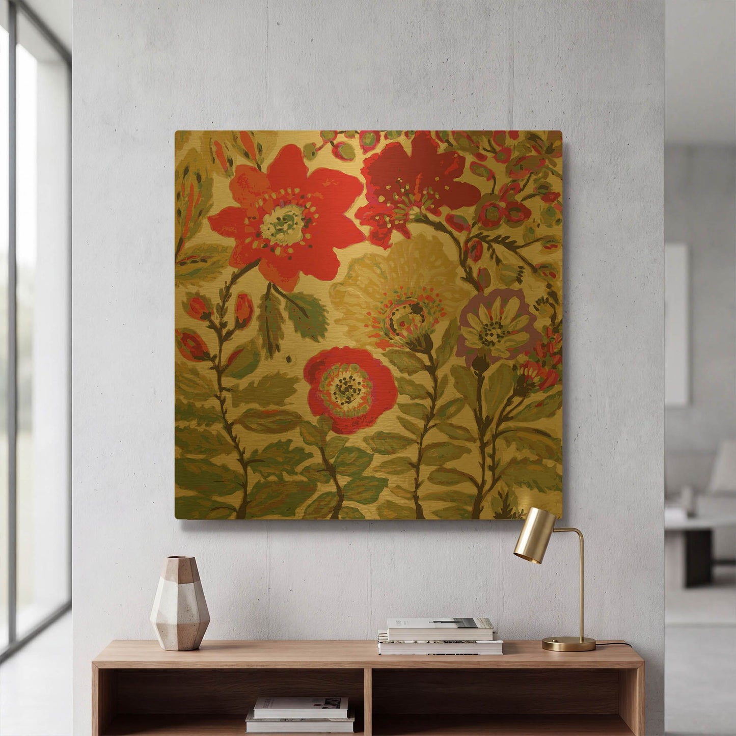 'Modern Art Innocence' By Karen Fields Gold Metal Wall Art