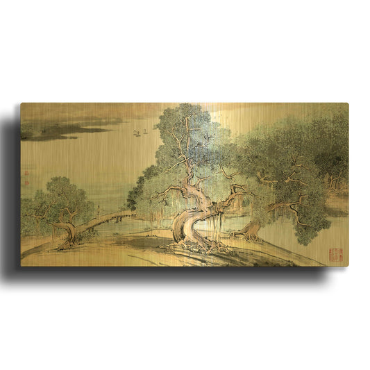 'A Stroll Along the Riverbank' By River Han Gold Metal Wall Art