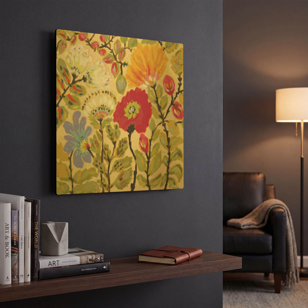 'Autumn Fresh Garden' By Karen Fields Gold Metal Wall Art