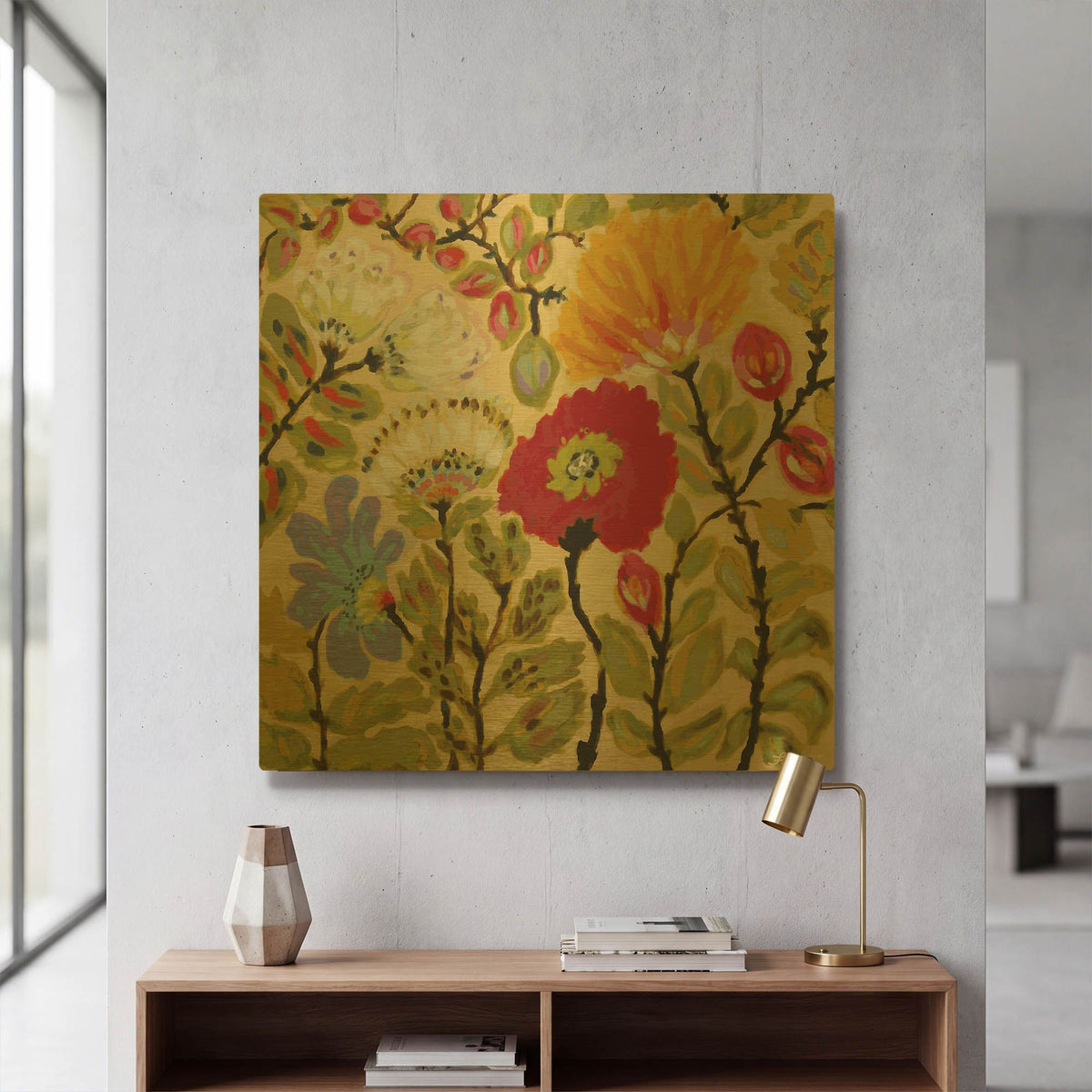 'Autumn Fresh Garden' By Karen Fields Gold Metal Wall Art