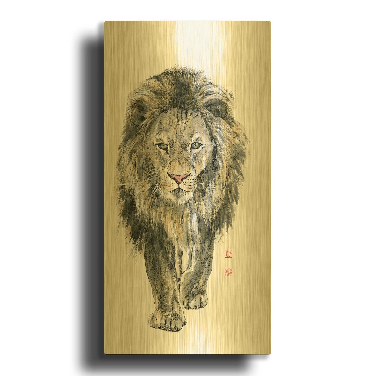 'Majestic King of the Jungle' By River Han Gold Metal Wall Art