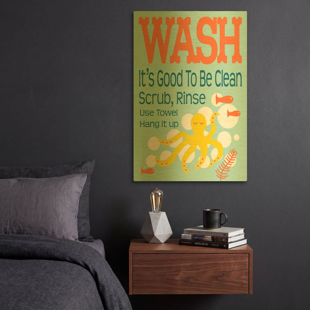 'Ocean Bubble Friends 4' By Leslie Fuqua Gold Metal Wall Art