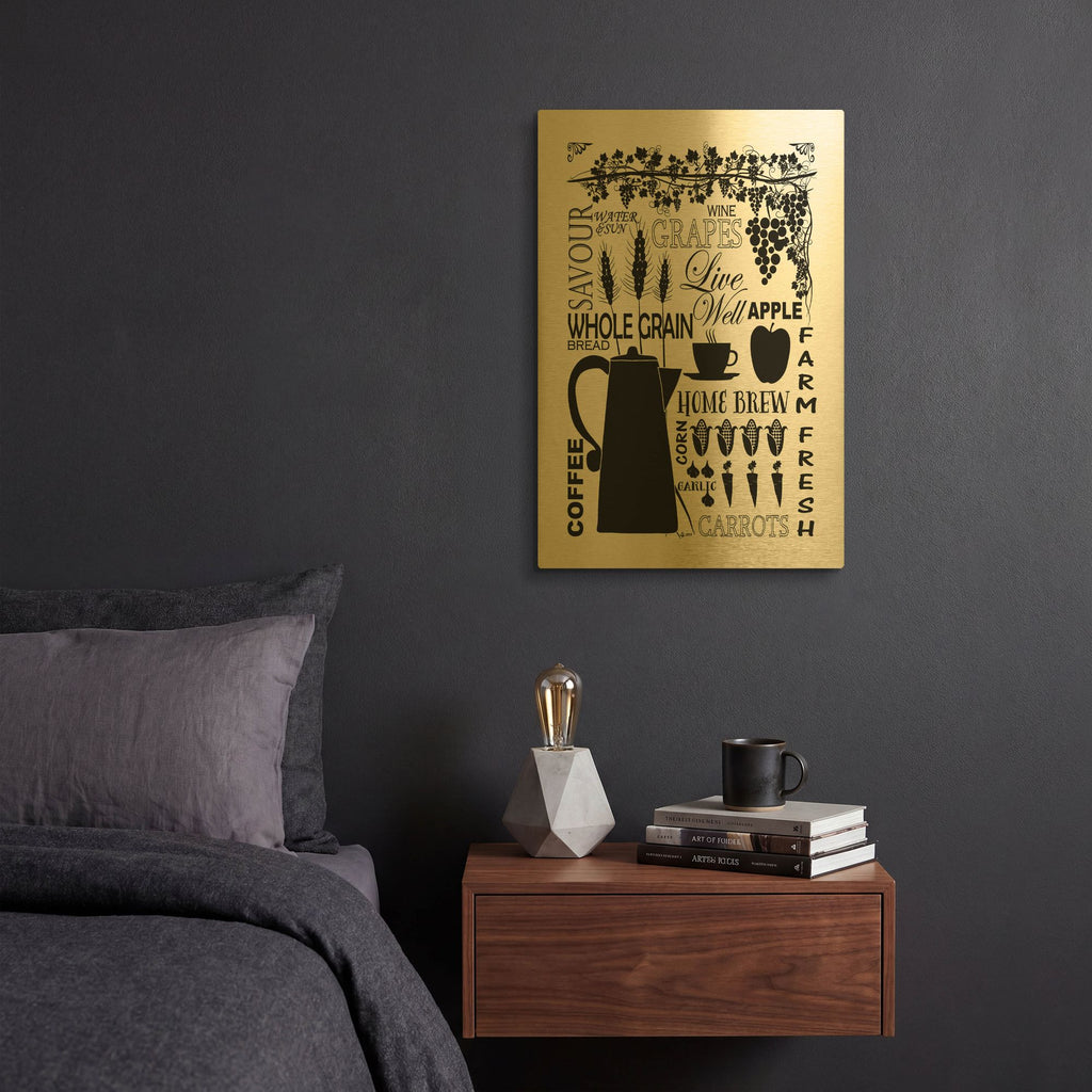 'Culinary Love 2 in B&W' By Leslie Fuqua Gold Metal Wall Art