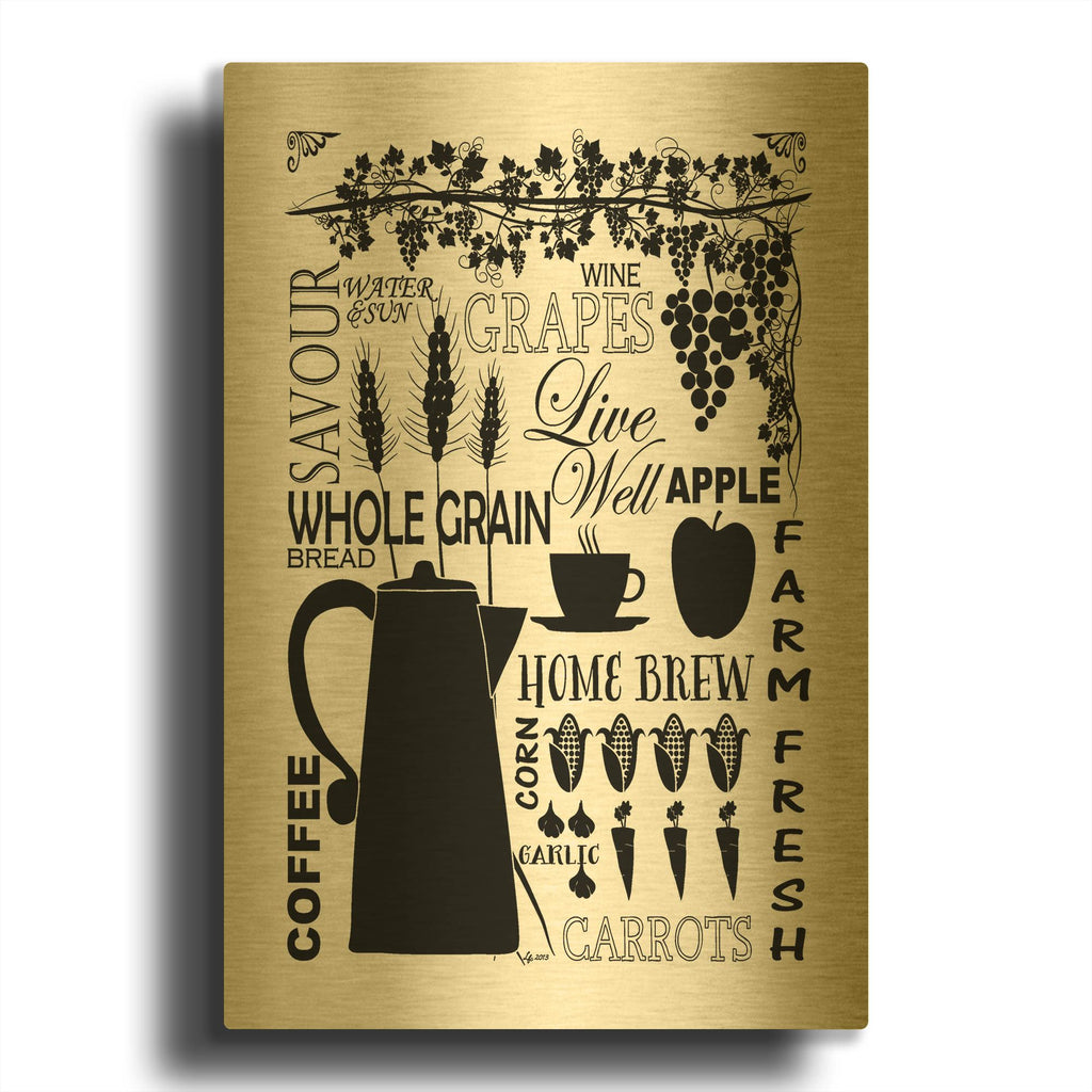 'Culinary Love 2 in B&W' By Leslie Fuqua Gold Metal Wall Art