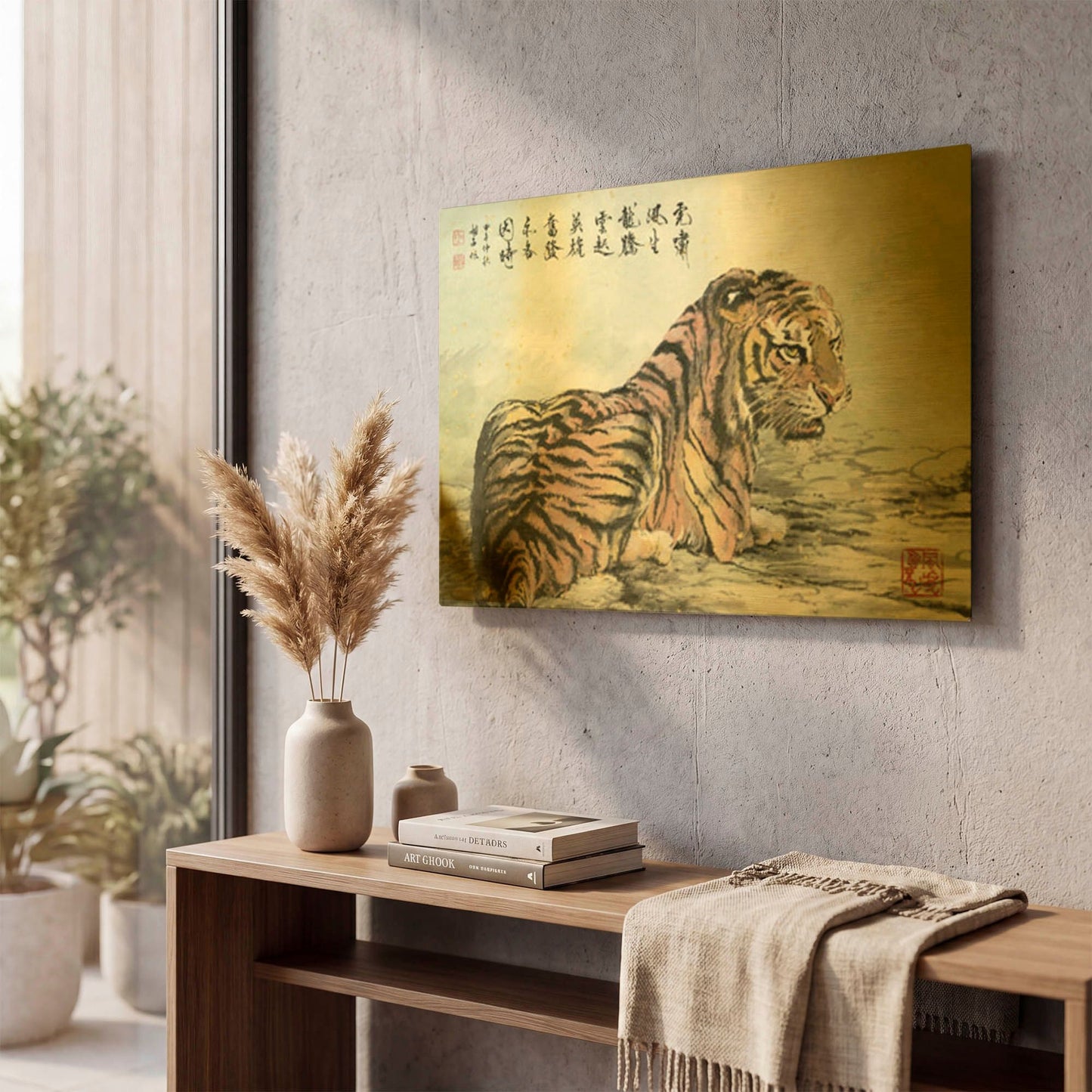 'Tiger Relaxing' By River Han Gold Metal Wall Art