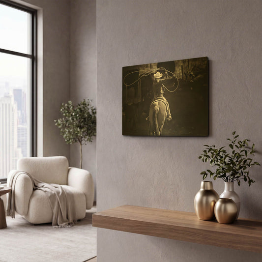 'American Cowgirl' By Lisa Dearing Gold Metal Wall Art