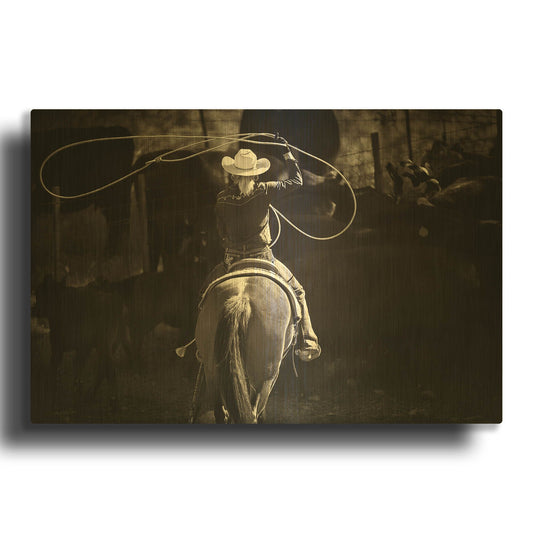 'American Cowgirl' By Lisa Dearing Gold Metal Wall Art