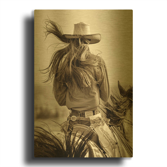 'Cowgirl' By Lisa Dearing Gold Metal Wall Art