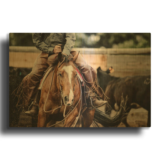 'Cutting Horse' By Lisa Dearing Gold Metal Wall Art