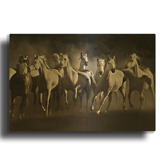 'Dream Horses' By Lisa Dearing Gold Metal Wall Art