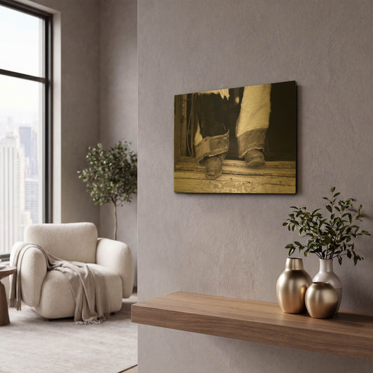 'Furry Chaps' By Lisa Dearing Gold Metal Wall Art