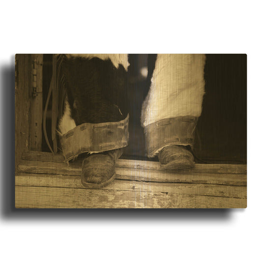 'Furry Chaps' By Lisa Dearing Gold Metal Wall Art