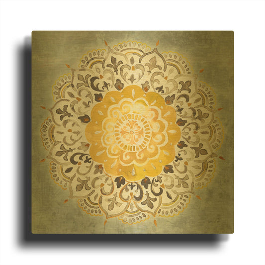 'Mandala Delight IV Yellow Grey' By Danhui Nai Gold Metal Wall Art