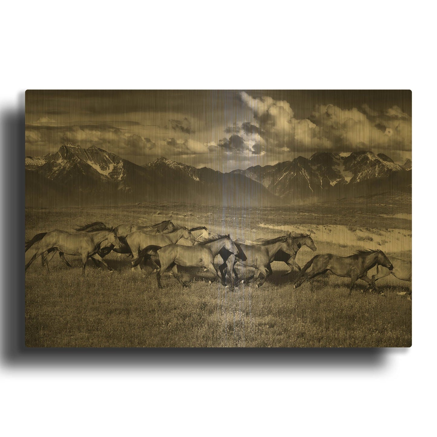 'Mountain Range Mavericks' By Lisa Dearing Gold Metal Wall Art