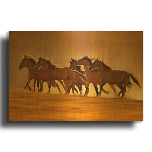 'Night Runners' By Lisa Dearing Gold Metal Wall Art