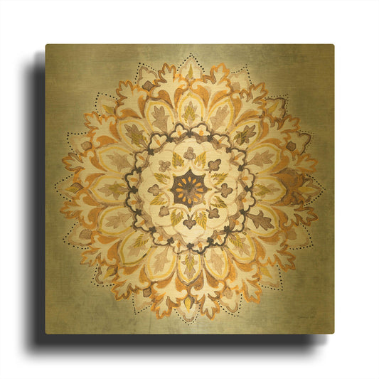 'Mandala Delight II Yellow Grey' By Danhui Nai Gold Metal Wall Art