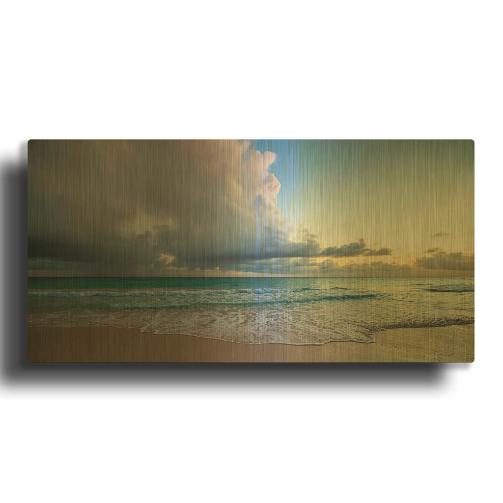 'First Sunset in Paradise' By Lizzy Davis Gold Metal Wall Art