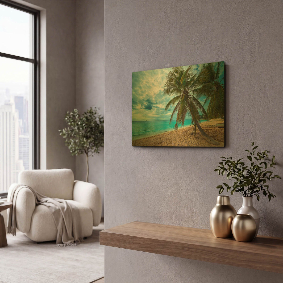 'Palm Tree Dreams' By Lizzy Davis Gold Metal Wall Art