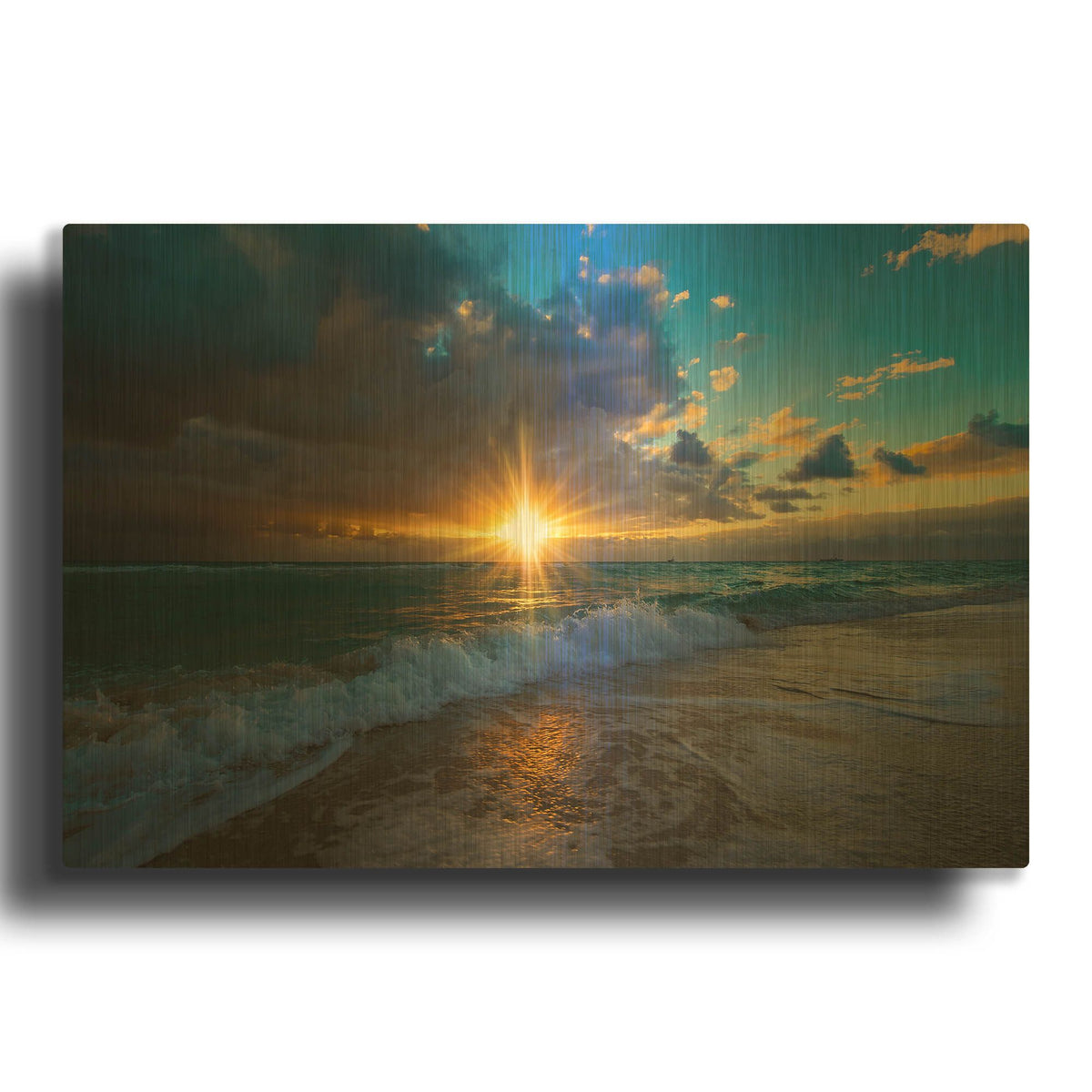 'Sunrise Over Miami Beach' By Lizzy Davis Gold Metal Wall Art