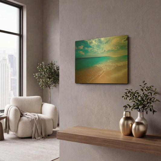 'Turquoise Tranquility' By Lizzy Davis Gold Metal Wall Art