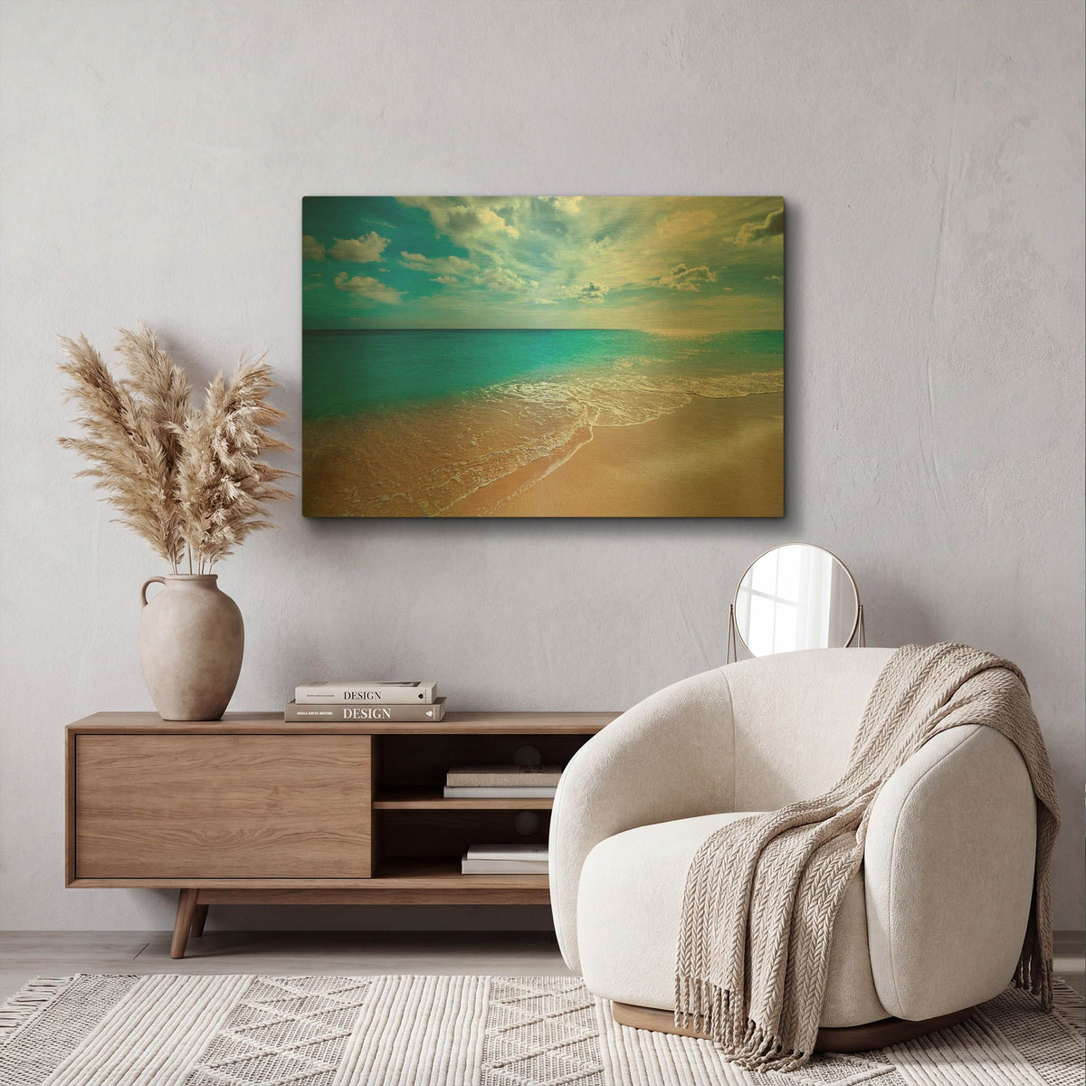 'Turquoise Tranquility' By Lizzy Davis Gold Metal Wall Art
