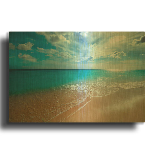 'Turquoise Tranquility' By Lizzy Davis Gold Metal Wall Art