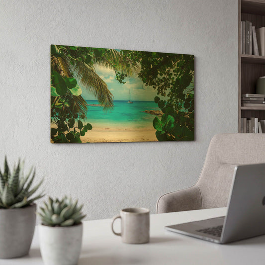 'Window to Paradise' By Lizzy Davis Gold Metal Wall Art