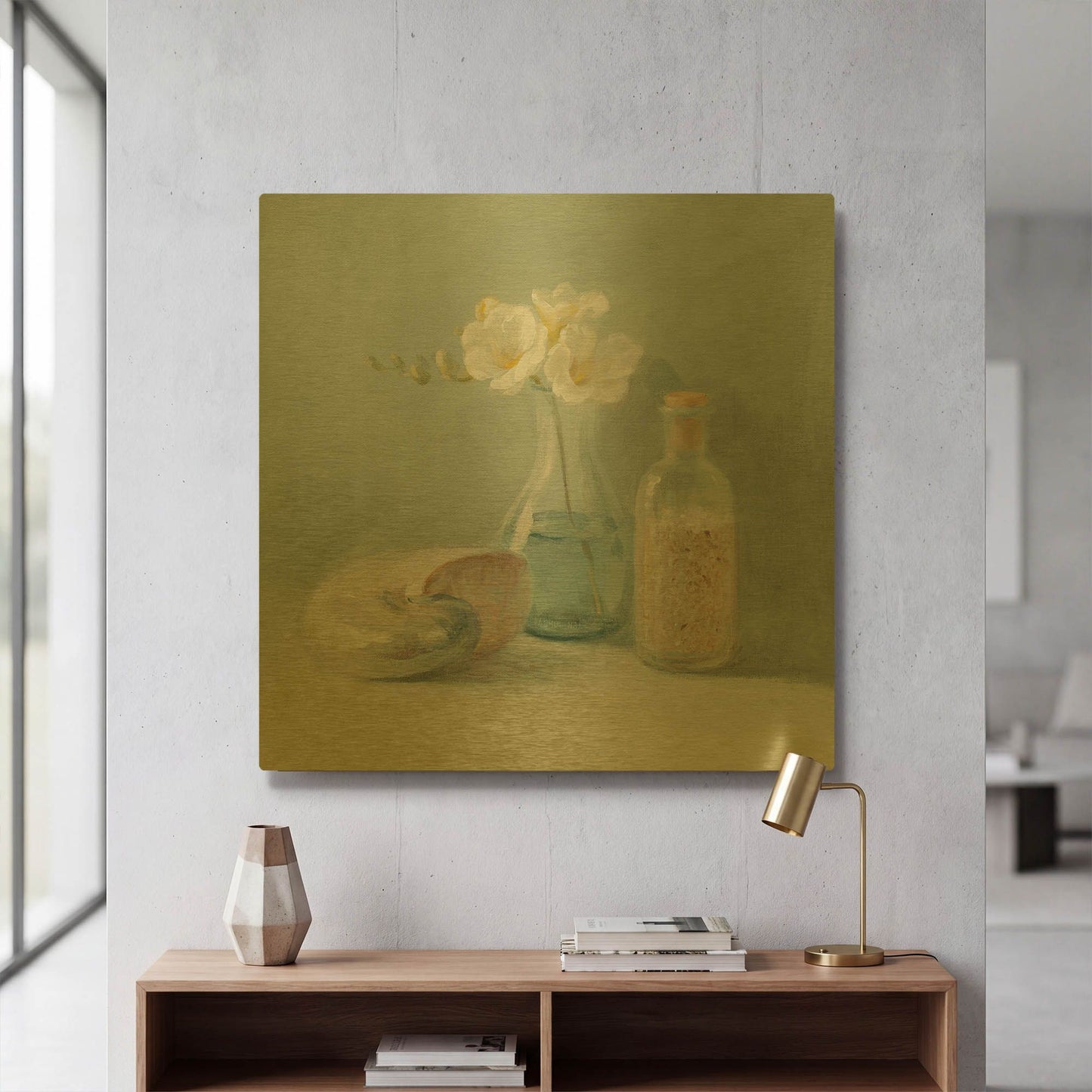 'Freesia Spa' By Danhui Nai Gold Metal Wall Art