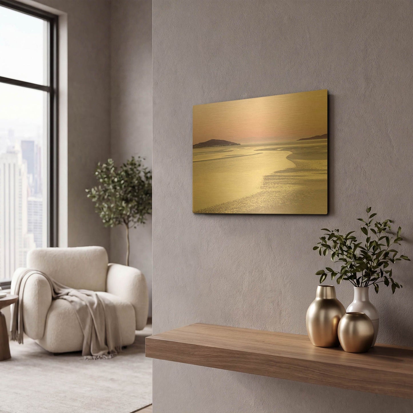 'Silver Silence' By Lynne Douglas Gold Metal Wall Art