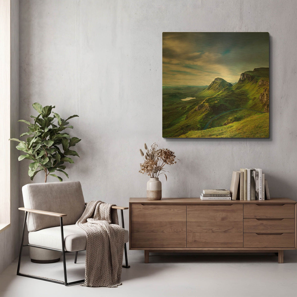 'Summer on the Quiraing' By Lynne Douglas Gold Metal Wall Art