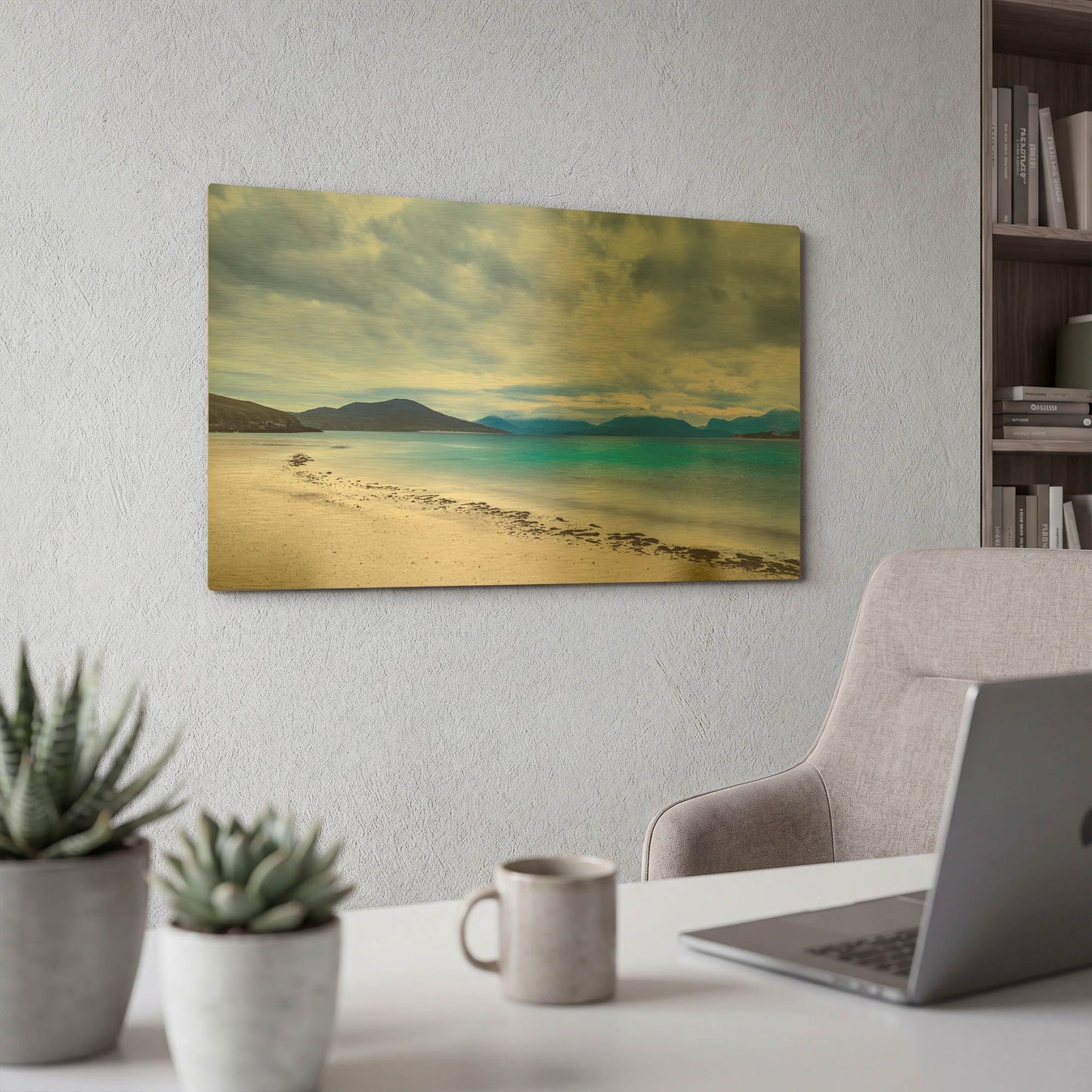 'Taransay Teal' By Lynne Douglas Gold Metal Wall Art