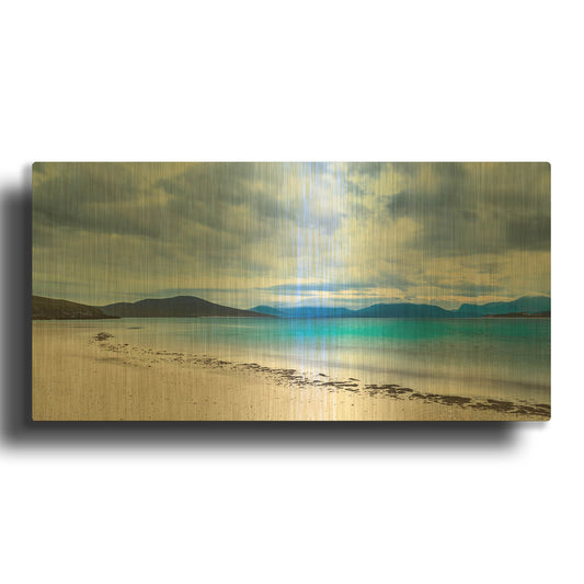'Taransay Teal' By Lynne Douglas Gold Metal Wall Art