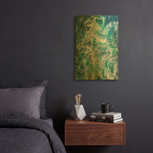 'Teal Embrace' By Lynne Douglas Gold Metal Wall Art