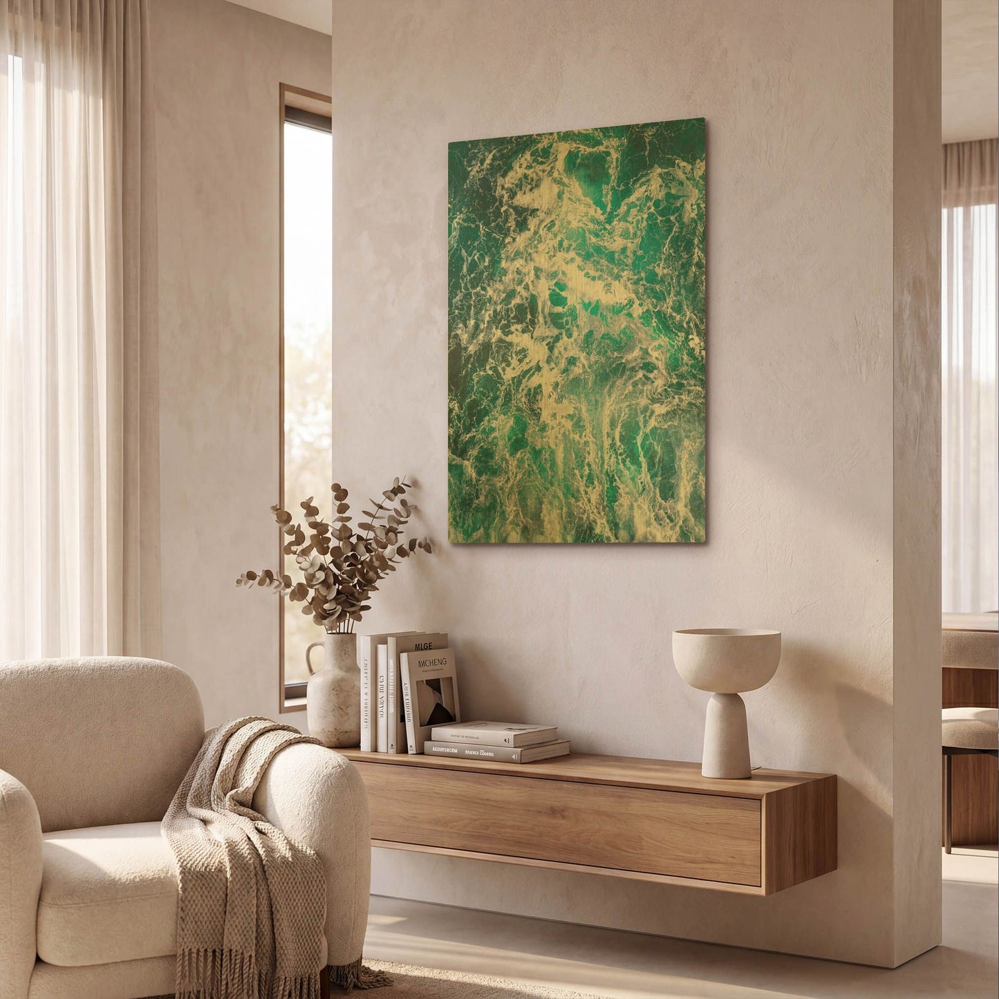 'Teal Embrace' By Lynne Douglas Gold Metal Wall Art