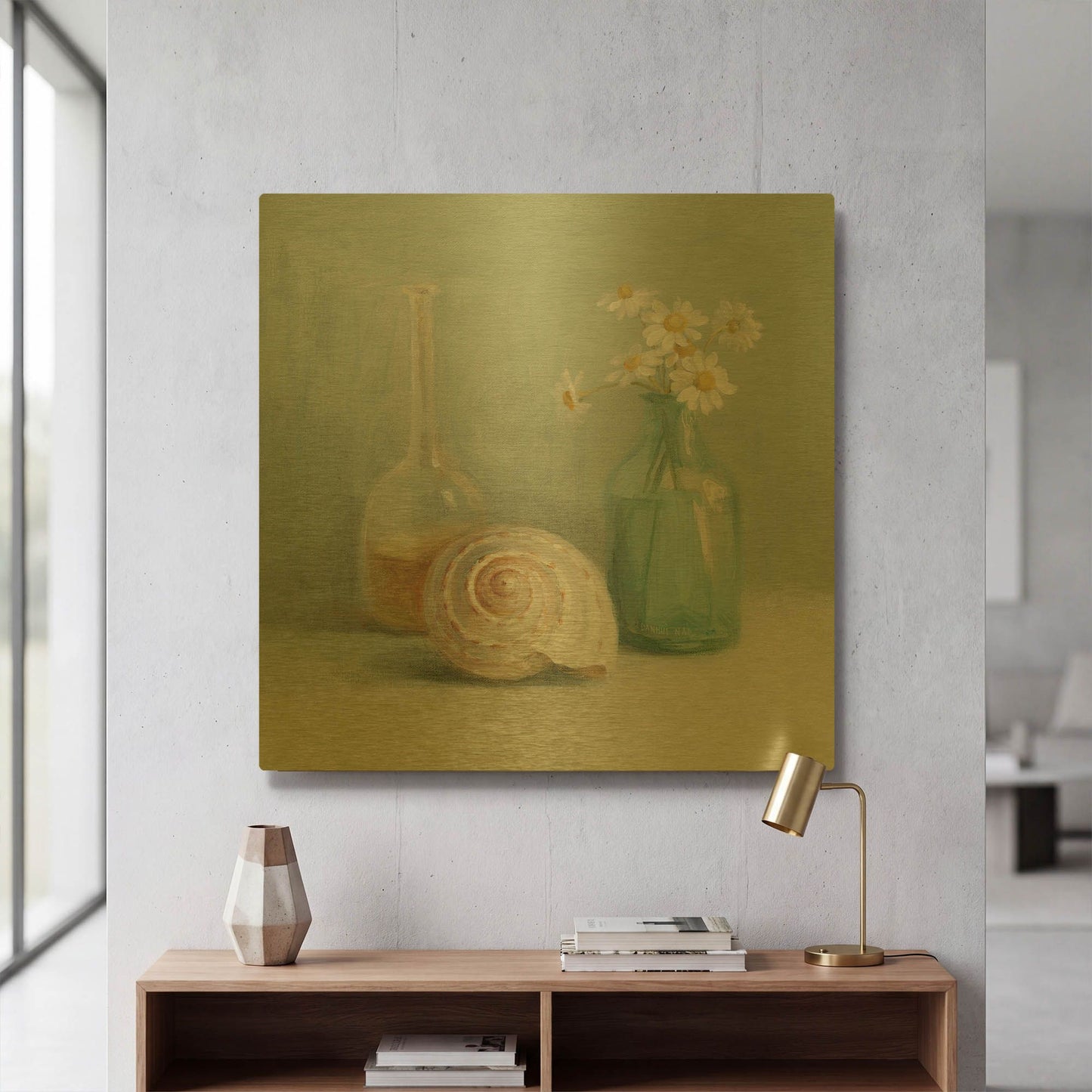'Chamomile Spa' By Danhui Nai Gold Metal Wall Art