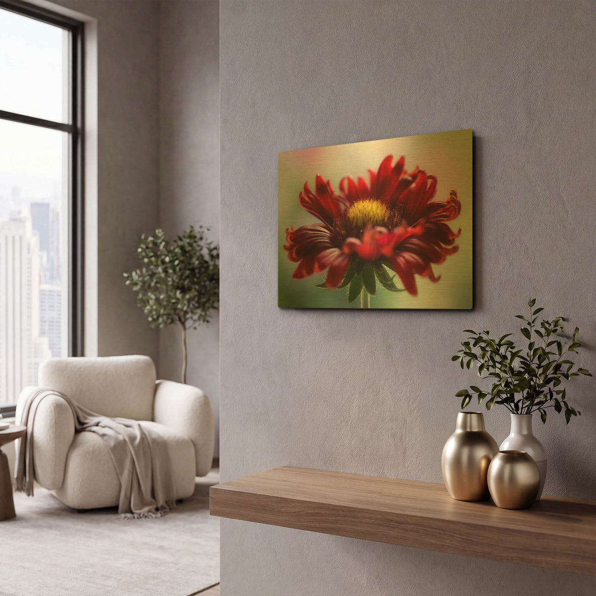 'Flame' By Mandy Disher Gold Metal Wall Art