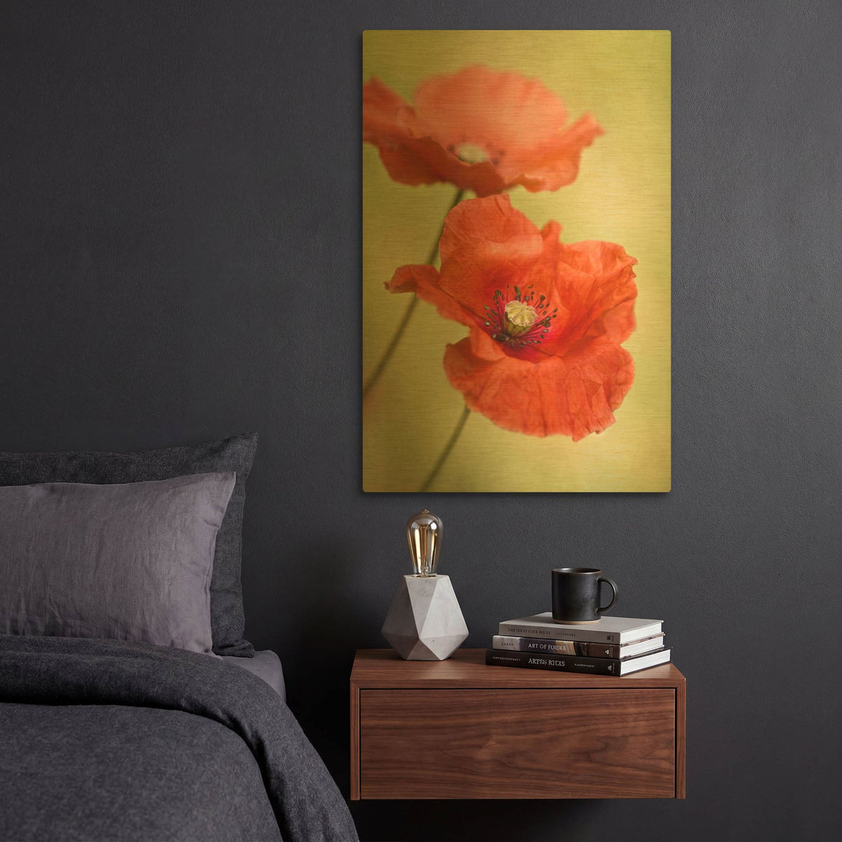 'Papaver Passion' By Mandy Disher Gold Metal Wall Art