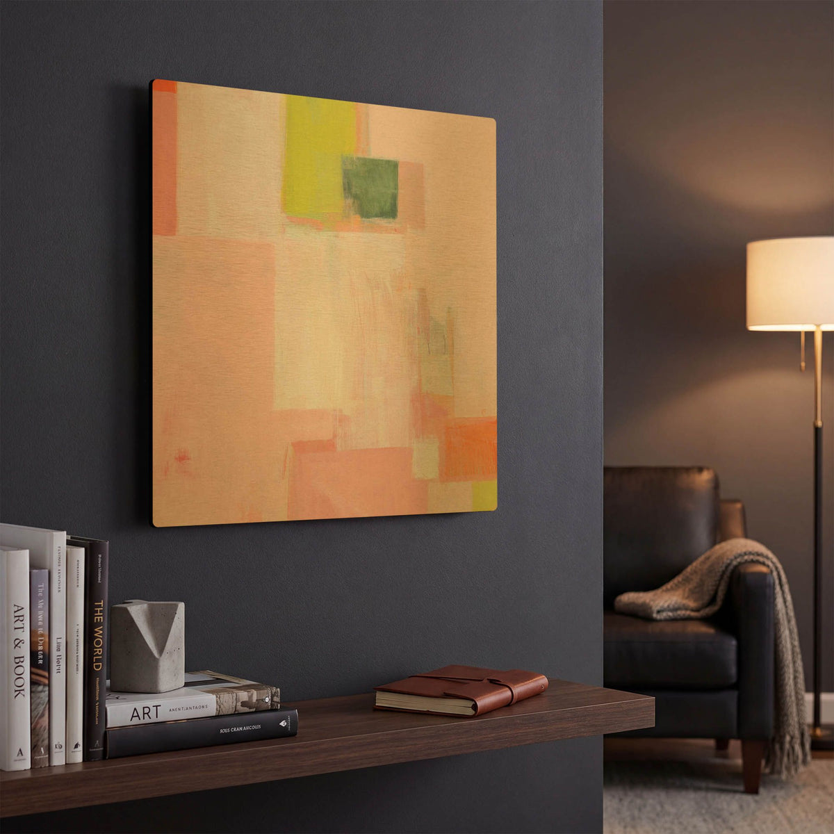 'Pink Squares' By Melissa Donoho Gold Metal Wall Art