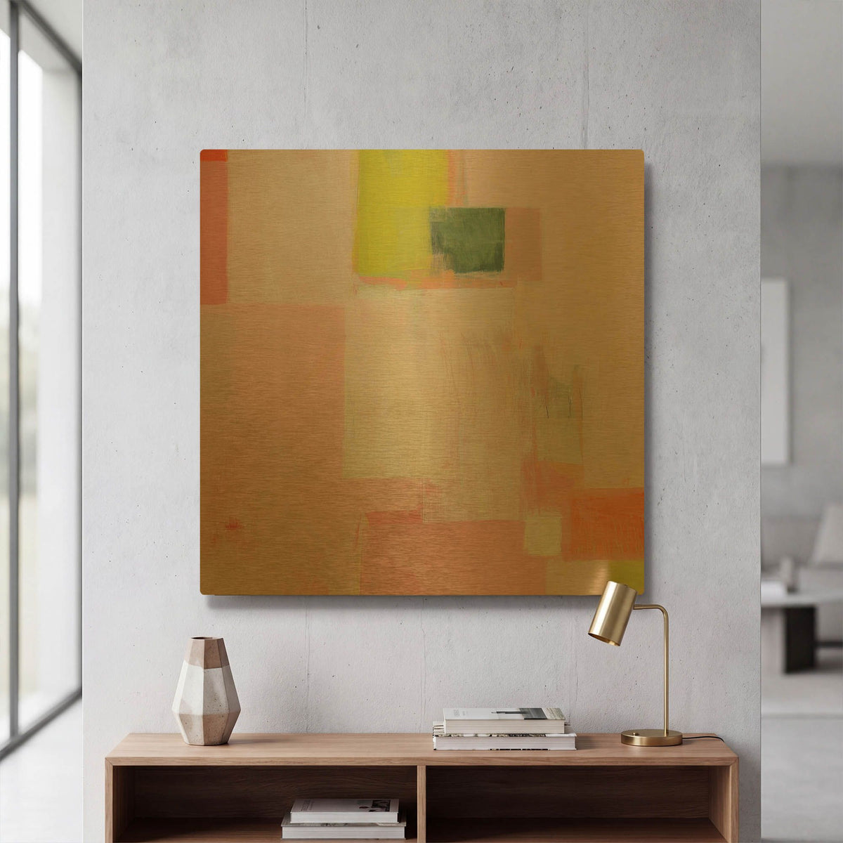 'Pink Squares' By Melissa Donoho Gold Metal Wall Art